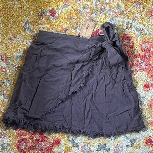 Natural Life Gray Wrap Fringe Skirt